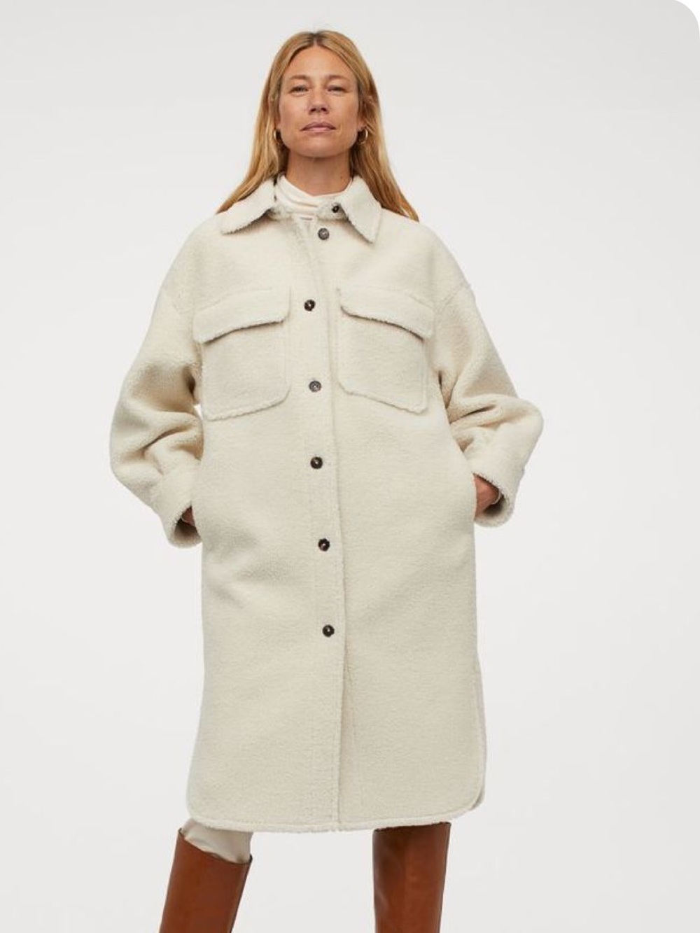 H&M Cream Teddy Sherpa Coat